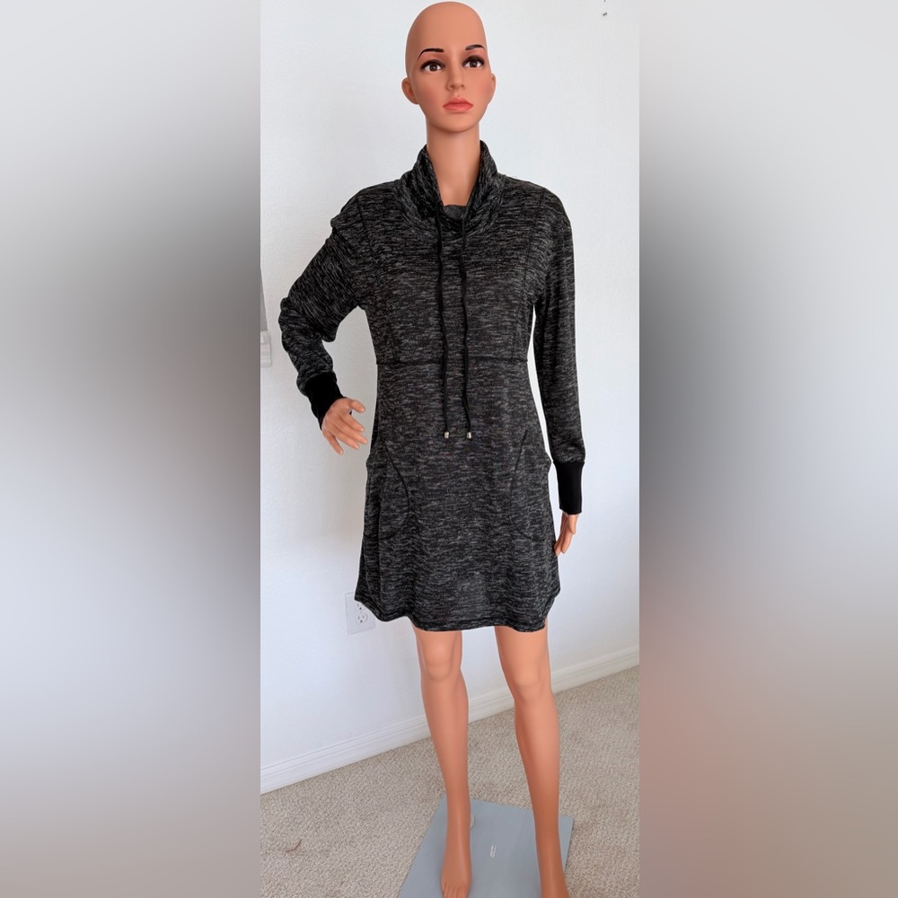 Haani Black Heather Long Sleeve Hoodie Dress